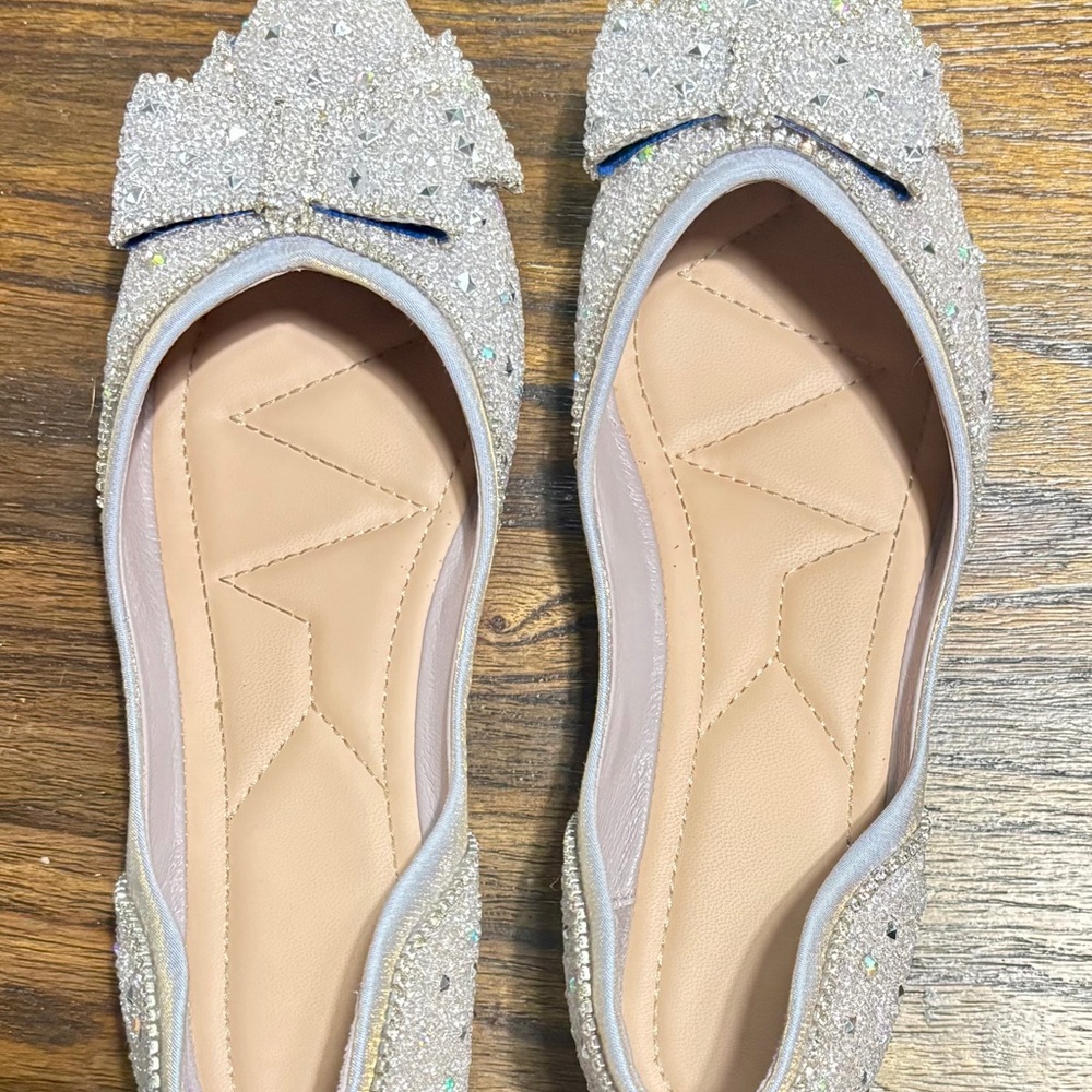 Elegant Glitter Bow Flats